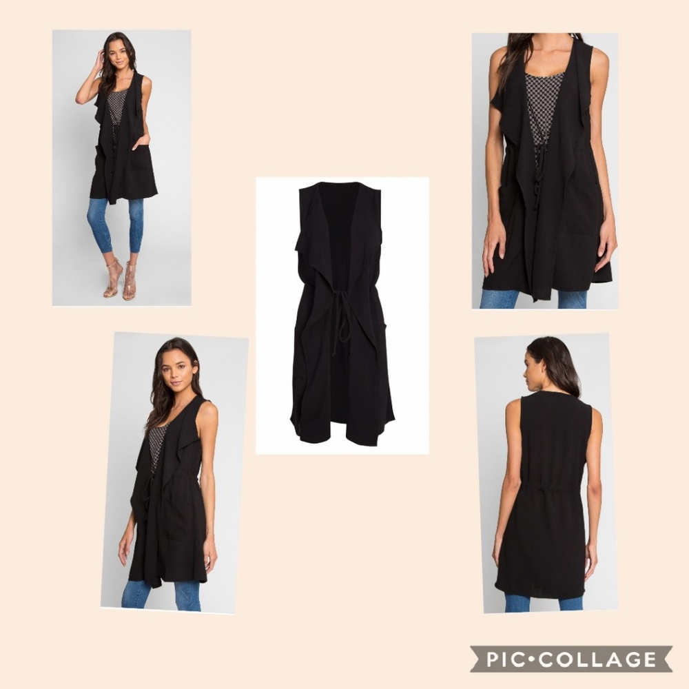 Color Thread sleeveless open front vest